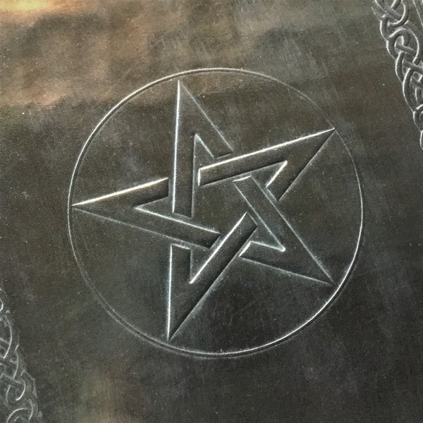 Lederbuch – Schwarzes Buch der Schatten mit Pentagramm