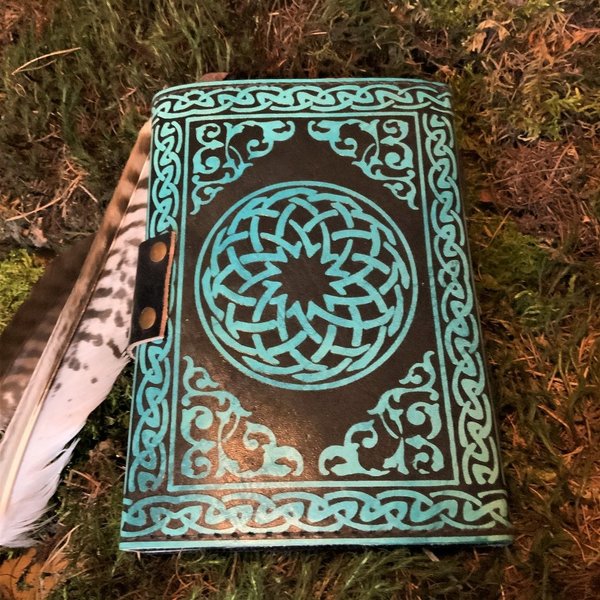 Lederbuch – Buch der Schatten Pentagramm blau