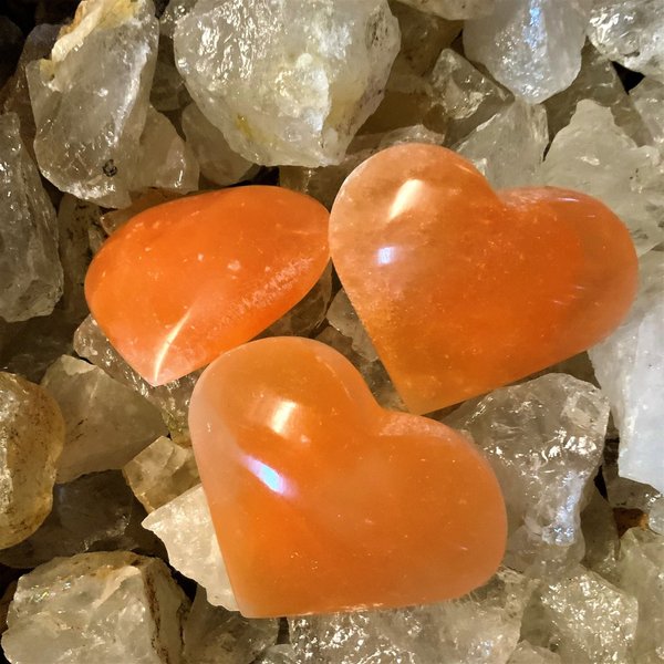 Handschmeichler Herz Selenit – orange